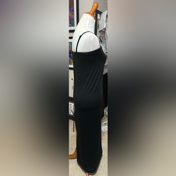 All Saints NWT Charlie Midi Dress Black Size 8 Sleeveless Slip Dress Square Neck - Picture 5 of 7